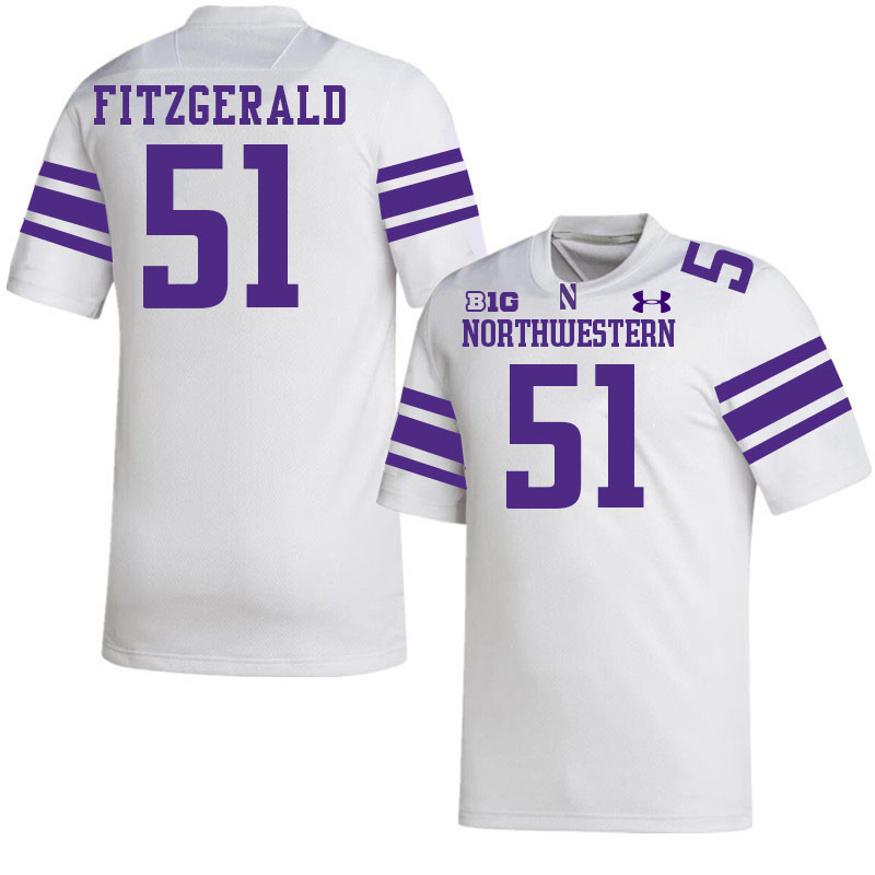 Northwestern Wildcats #51 Pat Fitzgerald College Football Jerseys Stitched-White